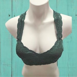 Free People Intimately Emerald Green Galloon Lace Racerback Bralette